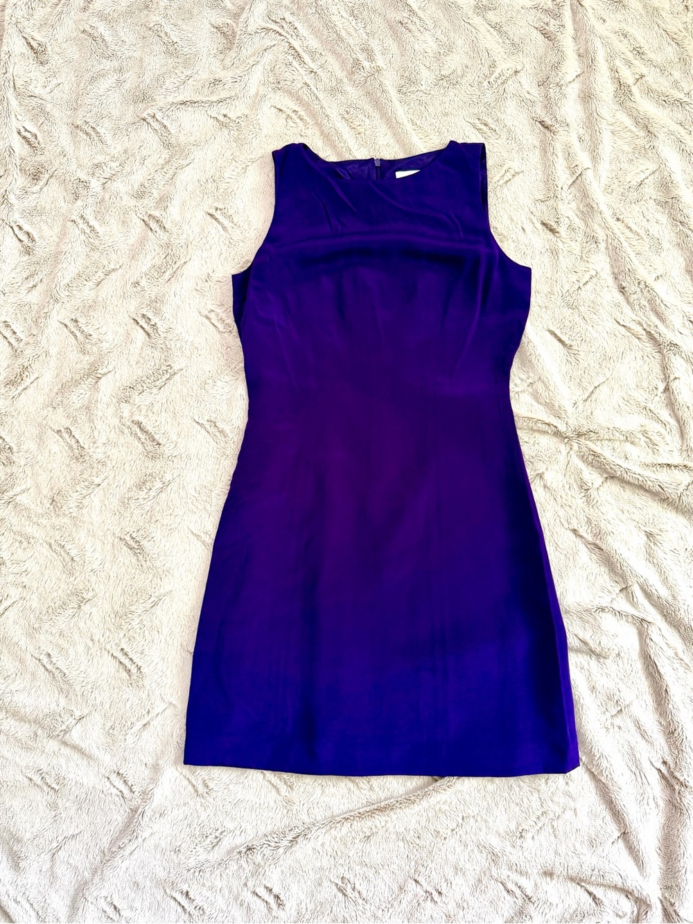 Hugo Buscati 90’s Deadstock Minimalist Deep Purple Silk Lined Mini Dress